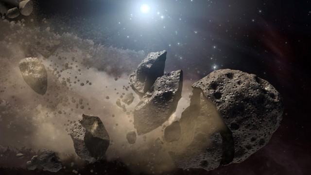 A NASA artist's concept of a broken-up asteroid