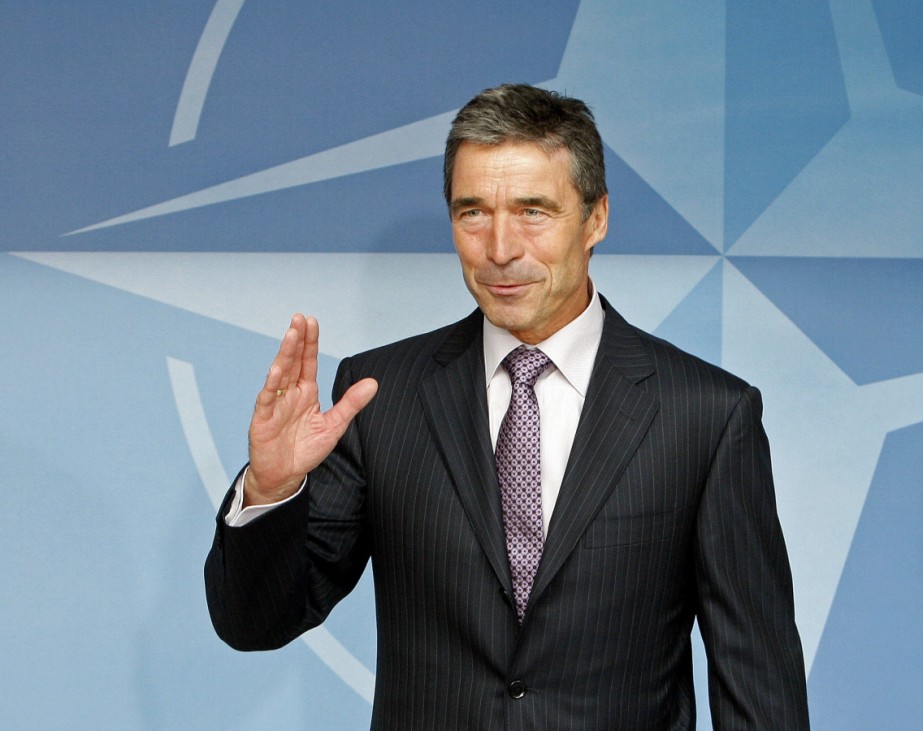 Former Danish Prime Minister Anders Fogh Rasmussen arrives at NATO headquarters in Brussels for his first day in office