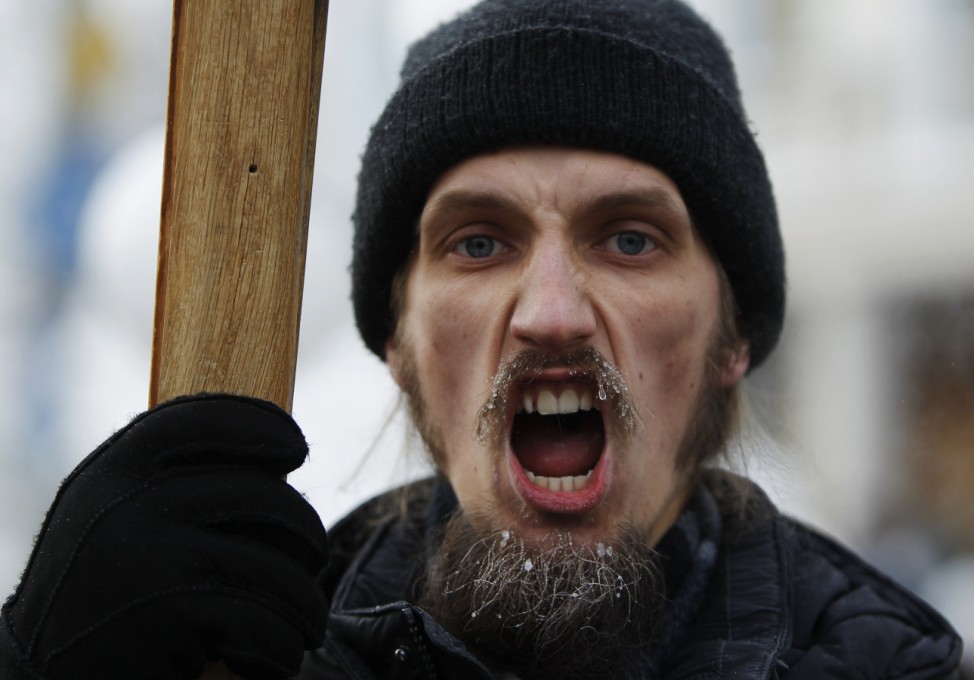 A protestor shouts during a demonstration for fair elections in central Moscow
