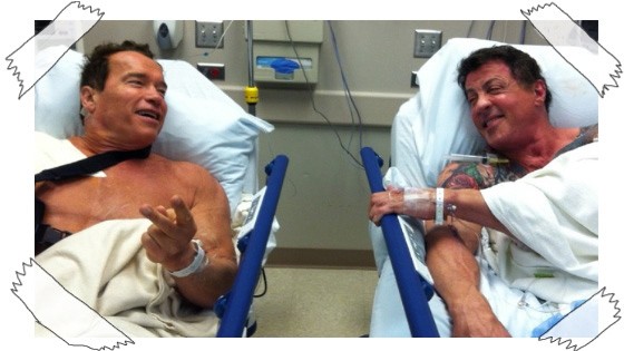 Arnold Schwarzenegger und Sylvester Stallone im Krankenhaus