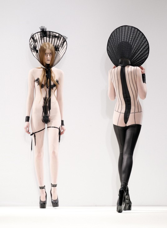 Models present creations at the Pam Hogg 2012 Autumn/Winter collection show during London Fashion Week