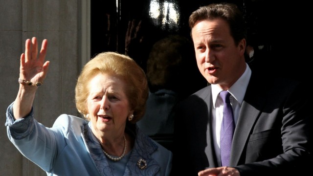 David Cameron Welcomes Lady Thatcher To Downing Street