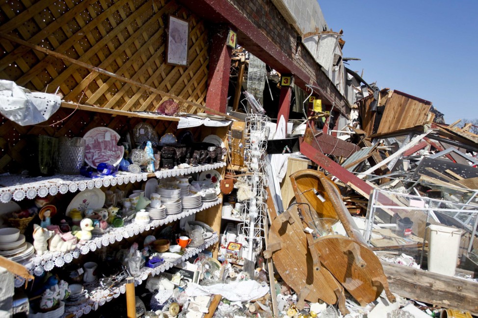 A view of a store destroyed by the tornado in Branson