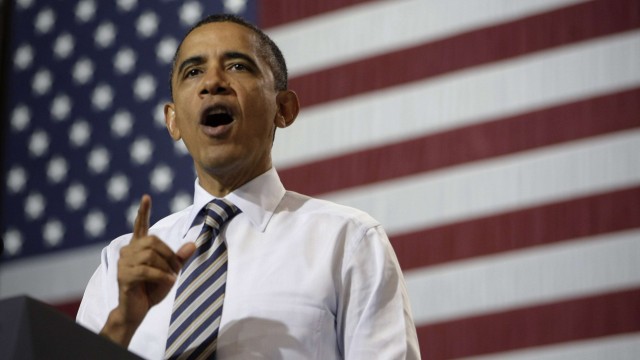U.S. President Barack Obama makes a speech at Master Lock in Milwaukee, Wisconsin