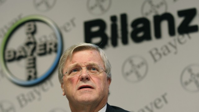 Bayer Management Board Chairman Wenning poses during a news conference in Leverkusen