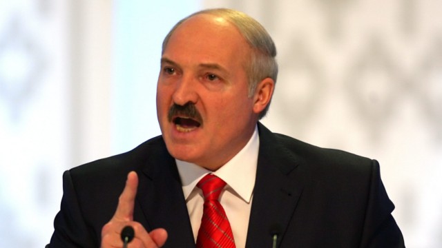 Belarussian President Alexander Lukashenko speaks during a press