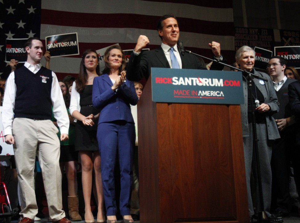 Rick Santorum in Steubenville Ohio on Super Tuesday election nigh