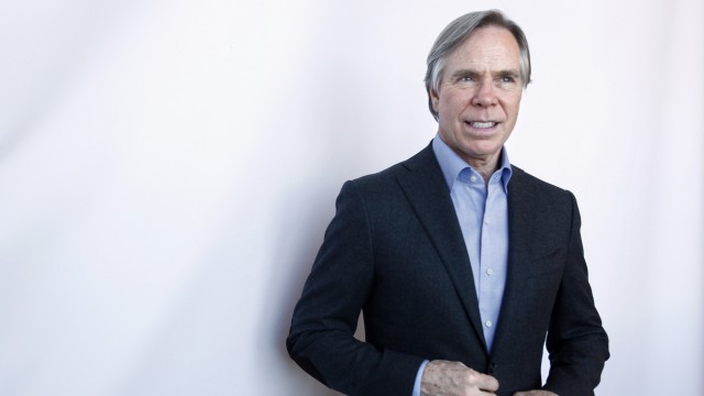Designer Tommy Hilfiger poses for a portrait after giving a review a review of his Fall/Winter 2012 collection show
