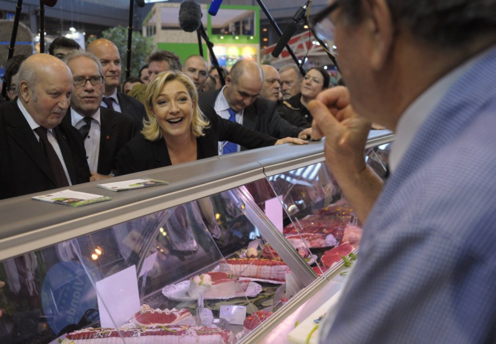 Marine Le Pen, France's National Front head and far right candidate for 2012 French presidential election, visits the 49th Paris International Farm Show in Paris