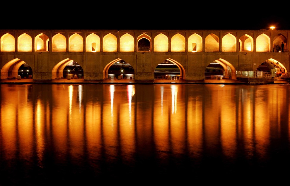 View of Siyose-Pole bridge on Zayandeh-Rood river in Isfahan