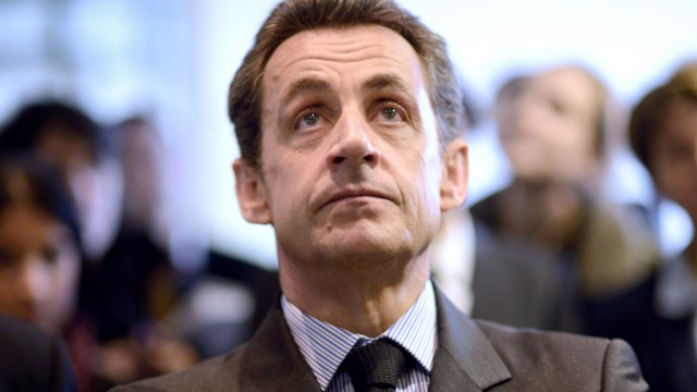 Sarkozy is seen during his visit to the 'Pole Emploi' in Vitre