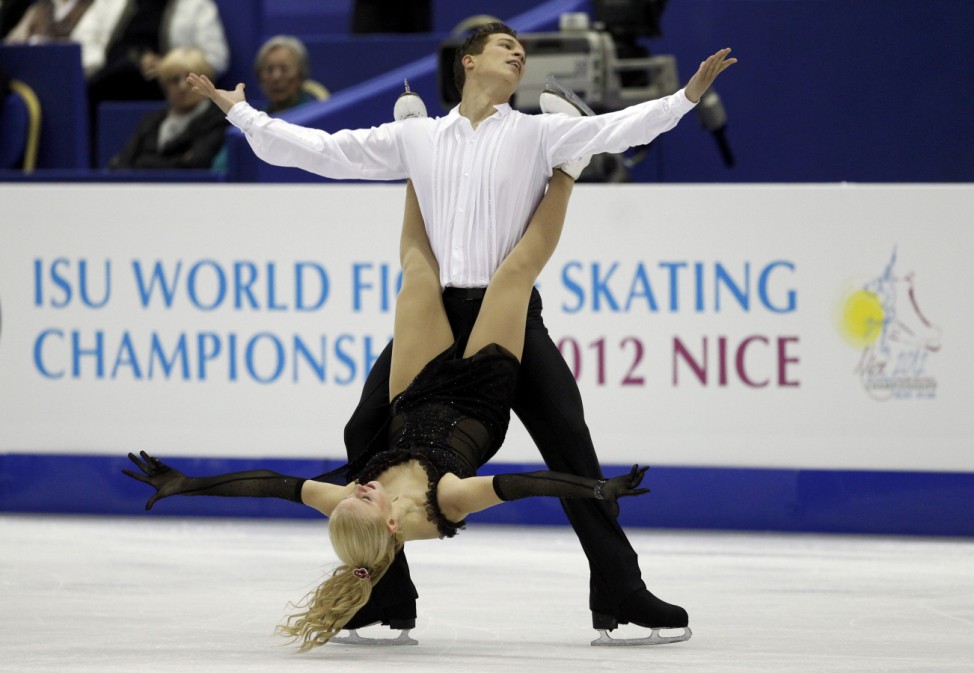 Kubova and Kiselev of the Czech Republic perform during the pairs ice dance free dance preliminary round at the ISU World Figure Skating Championships in Nice