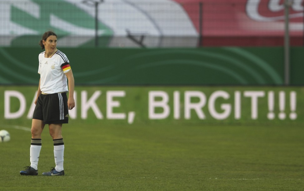 German soccer star Prinz is pictured during her farewell match between German national soccer team and FFC Frankfurt in Frankfurt