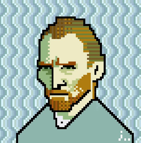 Pixel-Art, van Gogh, Selbstporträt