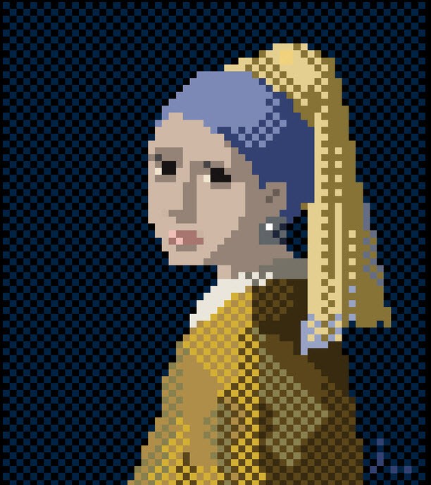 Pixel-Art, Mädchen mit dem Perlenohrring