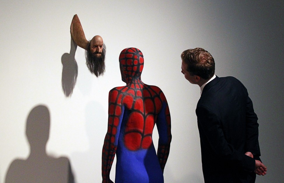 A visitor observes an untitled art piece from Australian artist Stephen Birch at the Museum of Contemporary Art in Sydney
