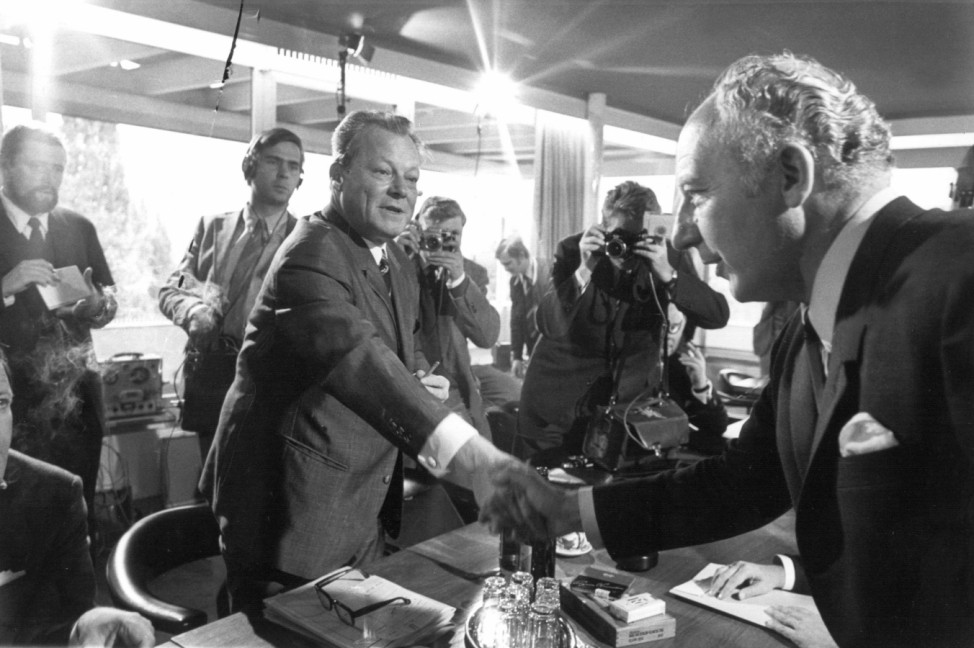Willy Brandt und Walter Scheel bei Koalitionsverhandlungen, 1969
