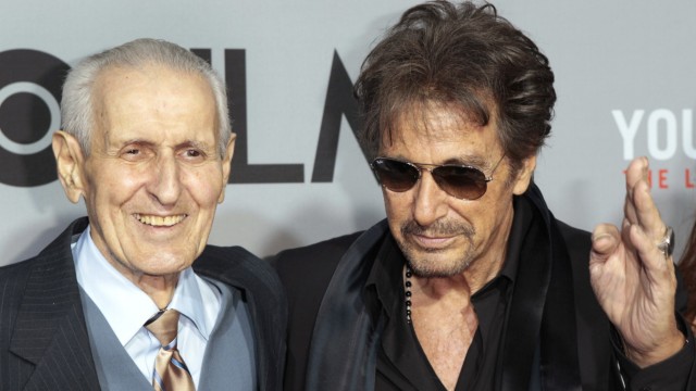 Assisted suicide advocate Jack Kevorkian poses with actor Al Pacino during film premiere in New York