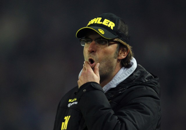 Borussia Dortmund's coach Klopp reacts after their Bundesliga soccer match against Stuttgart in Dortmund