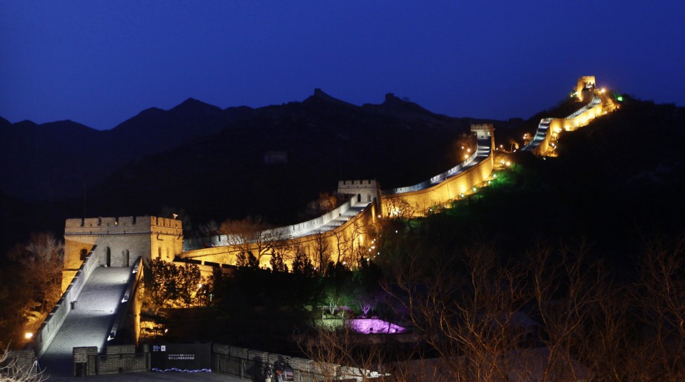 A general view shows the Badaling section of the Great Wall before Earth Hour on the outskirts of Beijing
