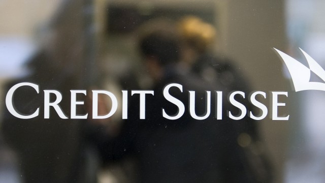 A Credit Suisse logo is pictured on a Swiss bank Credit Suisse building in Bern