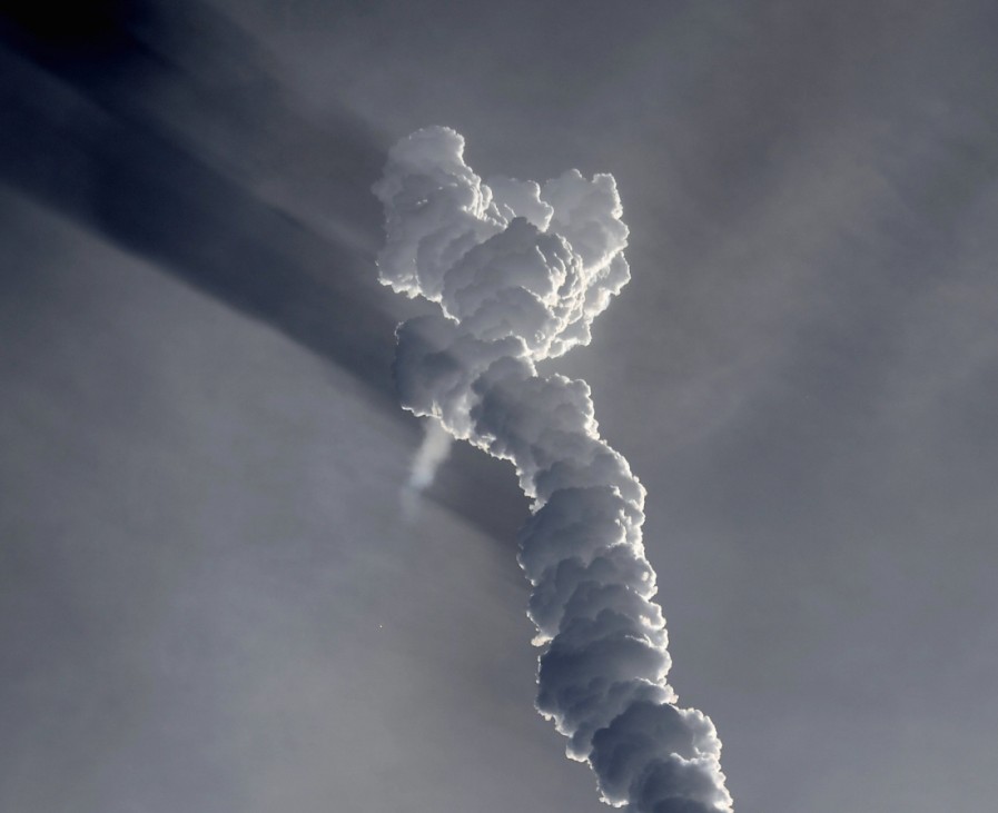 Smoke is seen as a West Coast Delta 4 rocket is launched with a NROL-25 payload from Vandenberg Air Force Base in Vandenberg