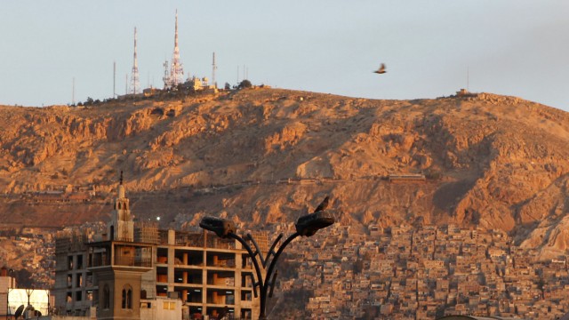 A general view of Damascus city during sunrise