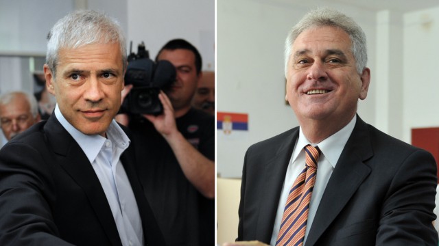 Wahlen in Serbien: Gehen in die Stichwahl um das Präsidentenamt: Amtsinhaber Boris Tadic (links) und sein nationalistischer Herausforderer Tomislav Nikolic.