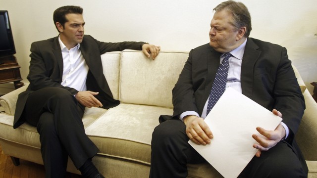 Coalition of the Radical Left (SYRIZA) leader Alexis Tsipras meet