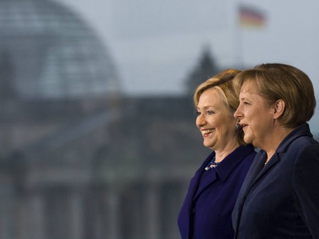 Bilder Mauerfall Angela Merkel Hillary Clinton