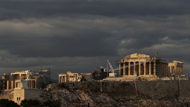 Dark clouds over the Acropolis