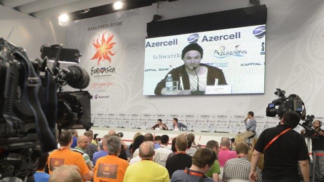 Pressekonferenz beim Eurovision Song Contest in Baku
