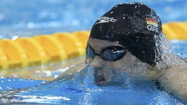 Poewe of Germany competes at the women's 200 m breaststroke semi-final during the 2012 European Swimming Championships in Debrecen
