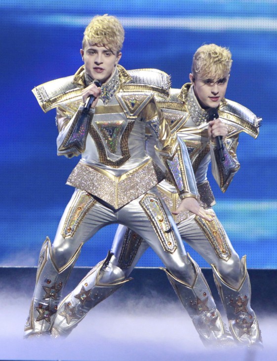 Jedward of Ireland perform their song 'Waterline' during the Grand Final of the Eurovision song contest in Baku