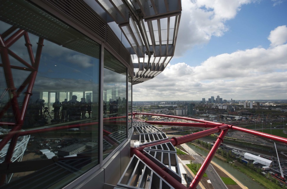 The London skyline is seen from the top of the ArcelorMittal Orbit in the London 2012 Olympic Park in east London