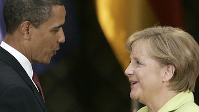 Merkel besucht USA: Nach kleineren Anlaufschwierigkeiten pflegen sie ein unkompliziertes Verhältnis: Kanzlerin und Präsident, aufgenommen anlässlich ihres Treffens im Juni in Dresden.