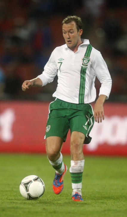 Ireland's McGeady controls the ball during their international friendly soccer match against Hungary in Budapest's Puskas stadium