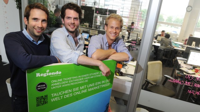 Start-up-Unternehmen: Haben inzwischen 20 Mitarbeiter: Geschäftsführer Yann Maurer, Rodney Yonnce und Sebastian von Johnston (von links).
