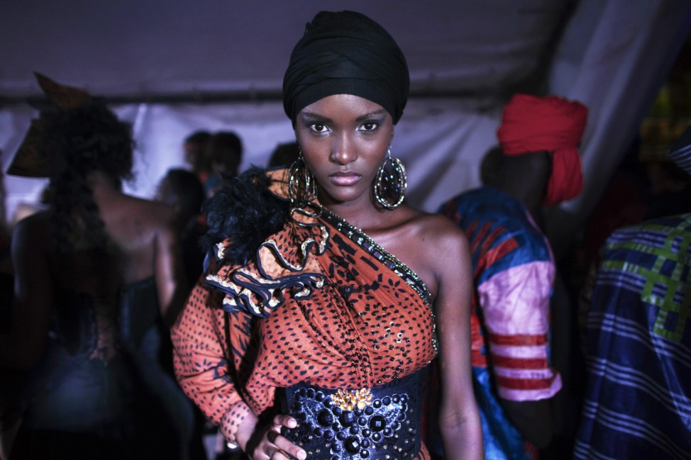 Gabonese model Cynthia Ondias Oyini poses for a portrait during the 10th anniversary of Dakar Fashion Week