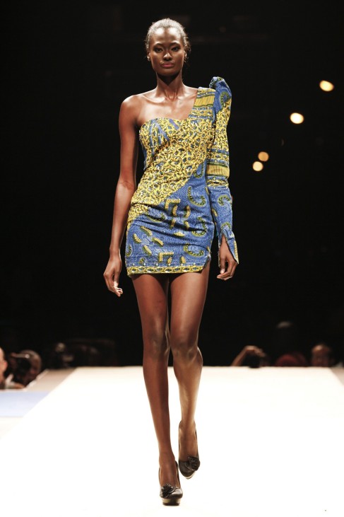 A model presents a creation from Senegalese designer Adama Paris during Dakar Fashion Week
