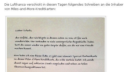 Sexismus-Vorwürfe gegen die Lufthansa: Anatol Stefanowitsch postete den Brief in seinem Blog, Screenshot von scilogs.de/sprachlog.