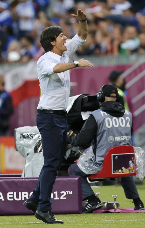 Germany's coach Loew reacts during their Euro 2012 quarter-final soccer match against Greece at PGE Arena in Gdansk
