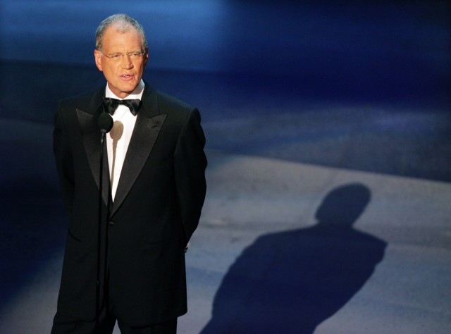 File photo of David Letterman speaking at Primetime Emmy Awards in Los Angeles