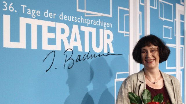 Russian born German writer Martynova poses after she was awarded with the Ingeborg Bachmann Prize in Klagenfurt