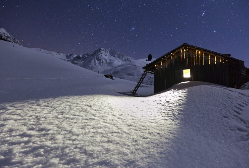 the snowy Alp Zavragia in Switzerland