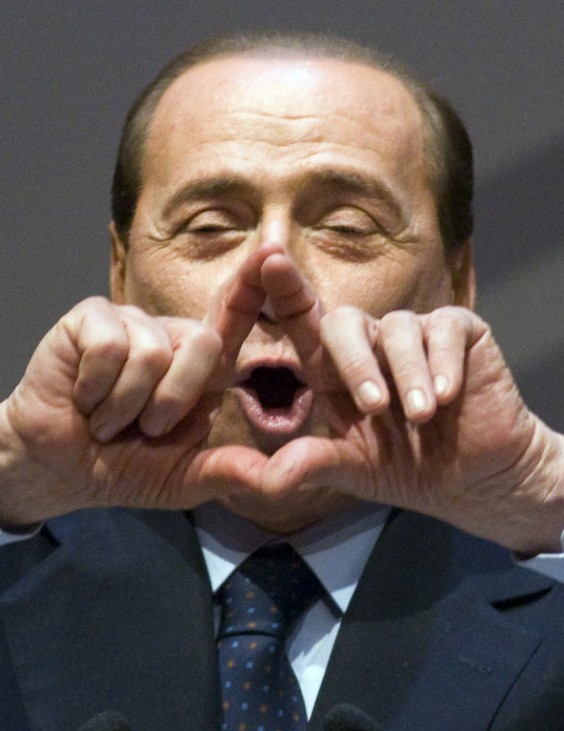 Italian PM Berlusconi speaks to a meeting of Confesercenti in Rome