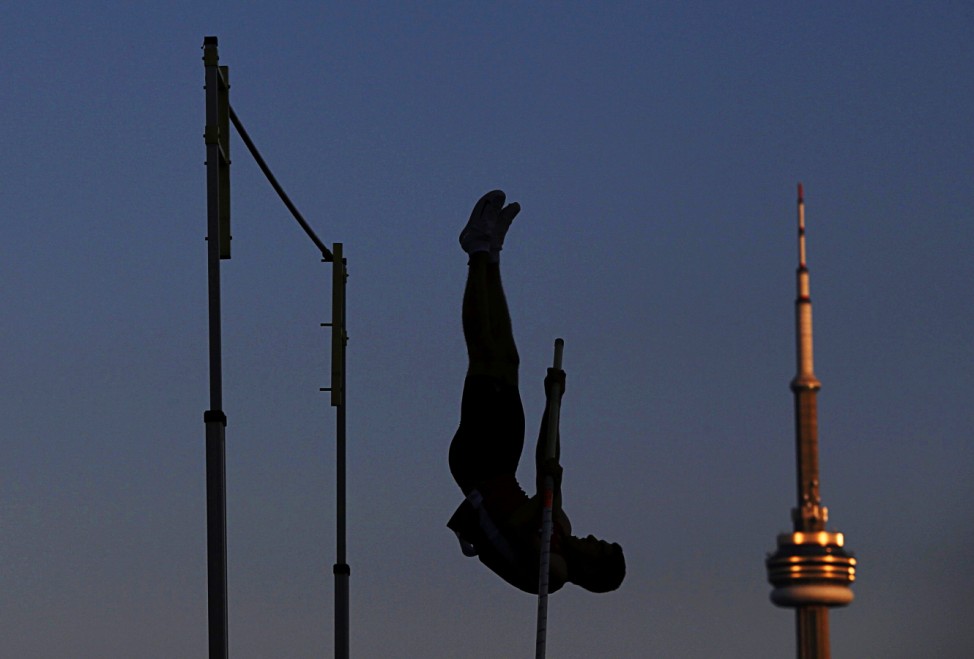 Dave McKay of Canada competes in the pole vault at the Toronto International Track & Field Games in Toronto
