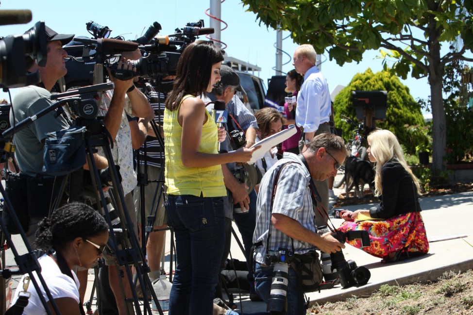 Media Gather Outside The Home Of Aurora Shooting Suspect's Parents' Home