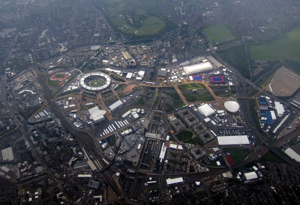 An aerial view of Olympic Park in Stratford, the location of the London 2012 Olympic Games, located in east London