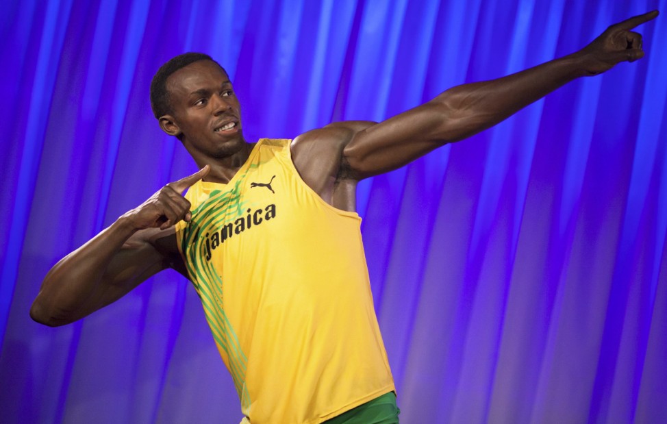 The waxwork of the world's fastest man Usain Bolt is unveiled at Madame Tussauds in London
